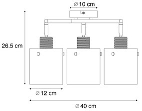 Faretto da soffitto di design bronzo con vetro trasparente rotondo a 3 luci - Domo