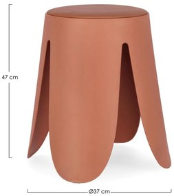 Set di 2 sgabelli IMOGEN in polipropilene terracotta e cuscino in similpelle terracotta