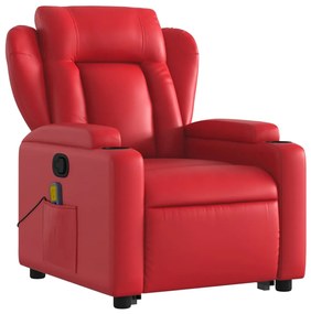 Poltrona alzapersona reclinabile massaggio rosso in similpelle