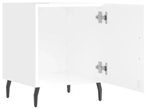 Comodini 2 pz bianco lucido 40x40x50 cm in legno multistrato