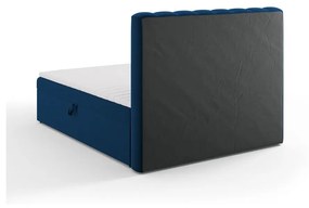Letto boxspring blu scuro con contenitore 160x200 cm Gina - Milo Casa