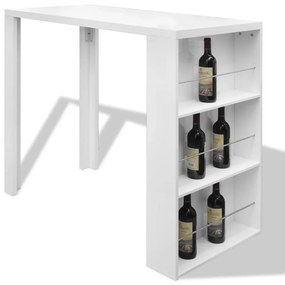 Tavolo da bar in mdf con portavini bianco lucido
