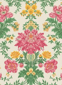 Cole & Son Carta da parati Poppies - Soft Fuchsia/ Buttercup and Fern on Cream