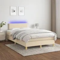 Letto a Molle con Materasso e LED Crema 120x200cm in Tessuto 3133546