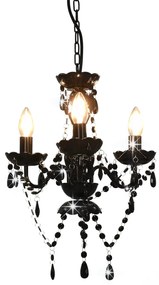 Lampadario con Perline Nero Tondo 3 E14