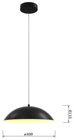 Wofi 6001-104 - Lampadario a sospensione con filo LED dimmerabile ROSCOFF LED/19W/230V nero/oro