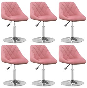 Sedie Da Pranzo Girevoli 6 Pz Rosa İn Velluto /