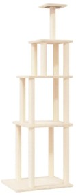 Albero per gatti con tiragraffi in sisal crema 183 cm