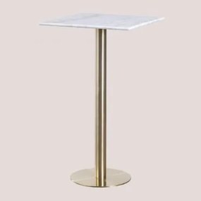 Tavolo Alto Quadrato Da Bar In Marmo (60x60 Cm) Cosmopolitan Bianco & Oro Champagne - Sklum