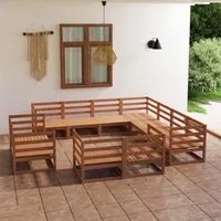 Set Divani da Giardino 11 pz Marrone Miele in Massello di Pino 3075947