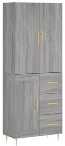 Credenza grigio sonoma 69,5x34x180 cm in legno multistrato