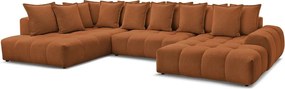 Divano angolare color terracotta allungabile e con contenitore (penisola a sinistra/a U) con rivestimento in ciniglia Everest – Bobochic Paris