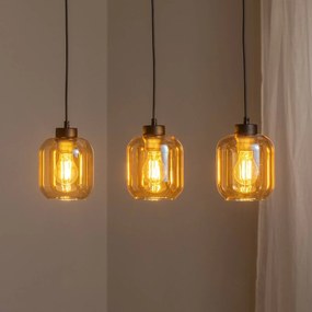 Eko-Light Lampada a sospensione Sombra, ambra, 3 luci, allungata