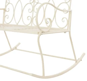 Panchina da giardino 104 cm in ferro bianco anticato