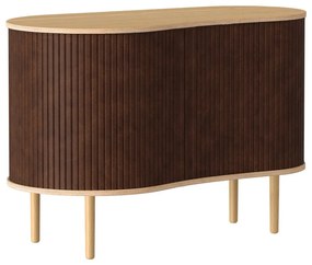 Cassettiera bassa in rovere decorato in marrone e naturale con ante scorrevoli 100x67 cm Audacious - UMAGE