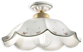 Plafoniera Classica Belluno Ceramica E Ottone Satinato Decorato 1 Luce E27