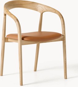 Sedia in legno di frassino con cuscino in pelle Camille