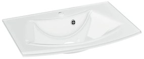 Lavabo integrale a incasso ovale vasca centrale Image L 70.5 x P 49.2 cm in vetro bianco