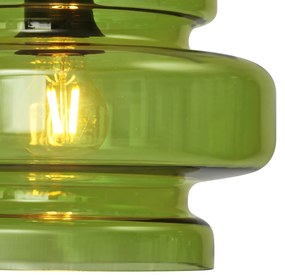 Lampada da terra retrò nera con vetro verde - Denise