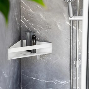 Mensola da bagno senza foratura/ad angolo bianco opaco in acciaio inox con aggancio Turbo-loc Genova – Wenko