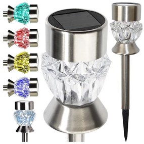 Lampada LED solare CRYSTAL 2xLED-RGB/0,02W/1xAAA cromo opaco