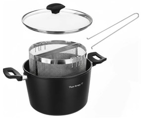 Pentola pasta 22 cm nera con 2 cestelli e coperchio