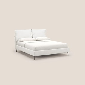 Artemisia letto imbottito con piedini alti sfoderabile in tessuto smacchiabile T17 bianco