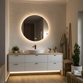 Specchio rotondo con illuminazione 60 cm, doppio colore, interruttore touch, tappetino riscaldante