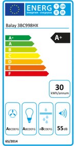 Cappa Classica Balay 3BC998HX 90 cm 843 m3/h 160W A+ Acciaio