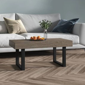 Tavolino Da Salotto Grigio E Nero 90x45x40 Cm İn Mdf E Ferro /