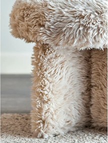 Poggiapiedi beige con rivestimento in pelliccia sintetica Frikka – Bloomingville