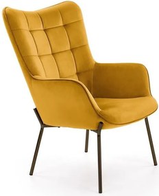 Poltrona imbottita Castel in senape - L79 x H71 x H97 cm