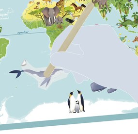 Planisfero con decalcomanie animali