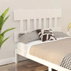 Testiera letto bianca 123,5x3x81 cm in legno massello di pino