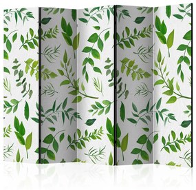 Paravento design Rami verdi II (5-parti) - natura fogliare su sfondo chiaro
