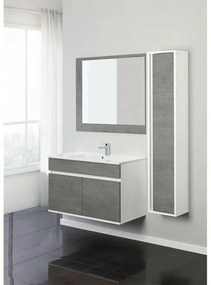 Composizione Bagno Sospesa 90 cm in Legno con 2 Ante Colore Cemento