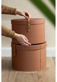 Scatole in set con coperchio/decorative marroni in cartone 2 pz ø 37,5x25 cm Rut Restore Paper Laminate – Bigso