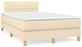 Letto a Molle con Materasso e LED Crema 120x190 cm in Tessuto