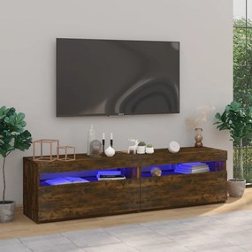 Mobile Porta Tv Con Luci Led 2pz Rovere Fumo 75x35x40 Cm /