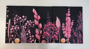 Quadri 5 pezzi – Pittura a olio di fiori selvatici