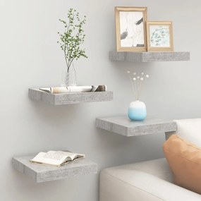 Scaffali A Parete 4 Pz Grigio Cemento 23x23,5x3,8 Cm İn Mdf /
