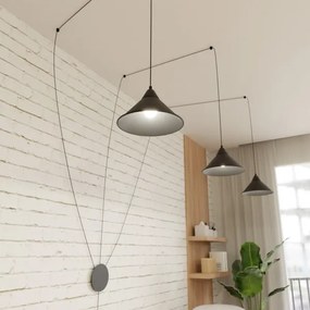 Lampadario a sospensione con filo ABRAMO 3xE27/15W/230V nero