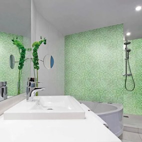 Mosaico in vetro Celery20 verde satinato L 30 x L 31.8cm x Sp. 4 mm, 10 pezzi