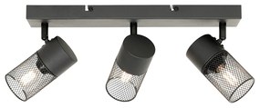 Faretto da soffitto industriale nero 3 luci orientabile - Jim