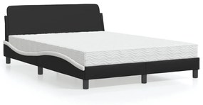 Letto Con Materasso Nero E Bianco 140x200 Cm İn Similpelle /
