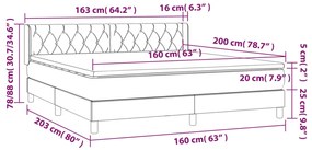 Giroletto a Molle con Materasso Grigio Scuro 160x200 cm Tessuto