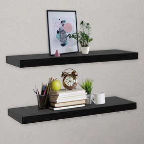 Mensole A Muro Galleggianti 2 Pz Nere 120x20x3,8 Cm /