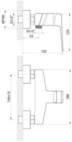 Aqualine - Rubinetto doccia RITMO cromo lucido