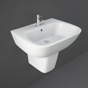 Lavabo bagno Rak serie One 60x46 cm con semicolonna in ceramica lucida