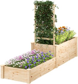 Fioriera Rialzata con Grigliato per Rampicanti e Divisorio 222x63x132 cm in Legno di Abete...